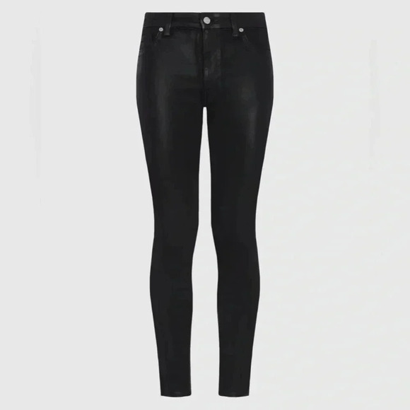7 for all mankind ; B(AIR) HIGH WAIST ANKLE SKINNY IN COATED BLACK - Picture 2 of 11